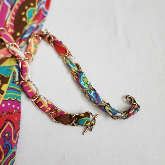 Vintage 90s Y2K Cache Paisley Chain Belt Mini Dress - Picture 7 of 10